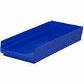 Global Industrial Plastic Nesting Storage Shelf Bin 11-1/8inW x 23-5/8inD x 4inH Blue 184825BL
